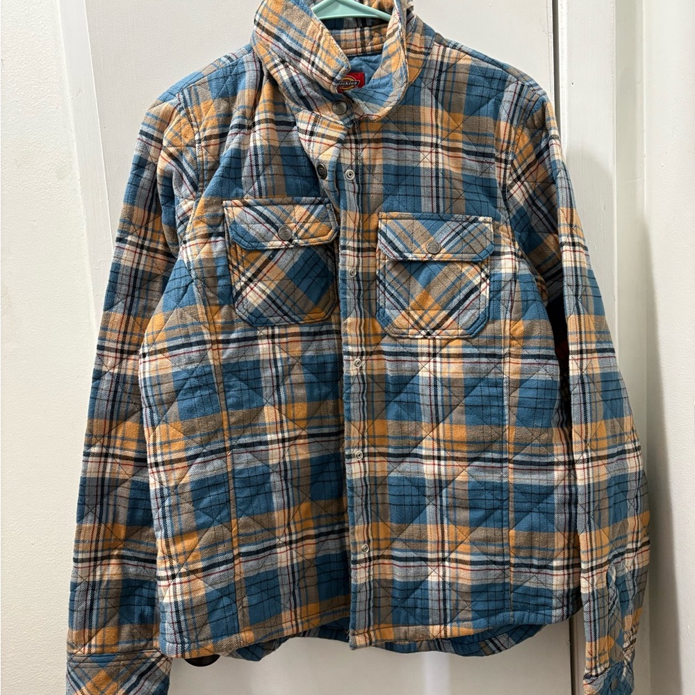 Dickies Plaid Shirt Jacket in Blue and Tan